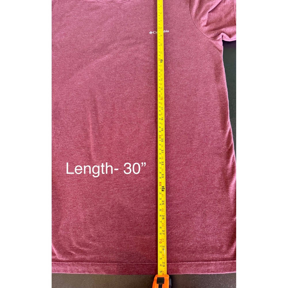 Columbia Mens Heathered Burgundy Red Short Sleeve Logo T-Shirt Large - Picture 5 of 6